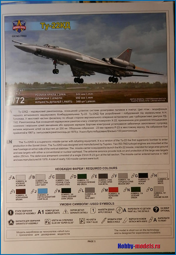 Инструкция модели Ту-22 